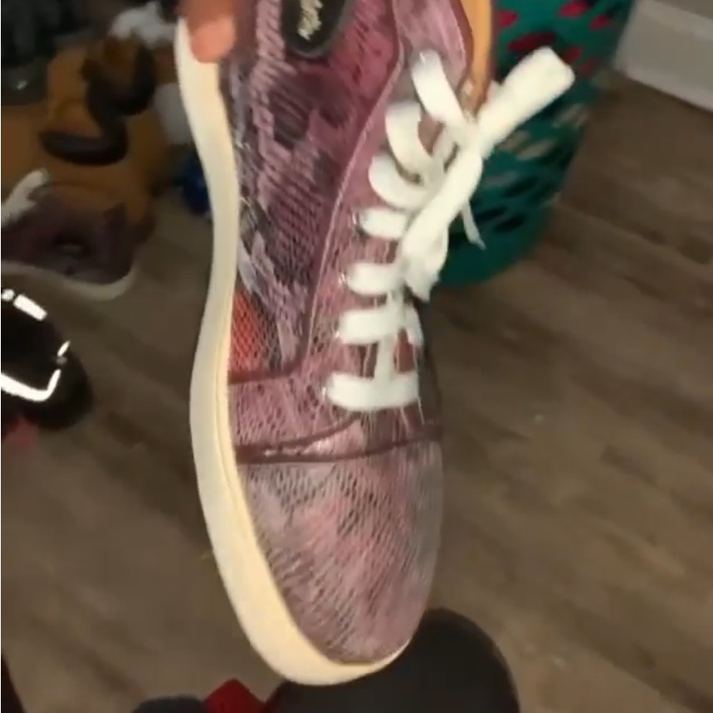 Red alligator skin high top christian louboutin